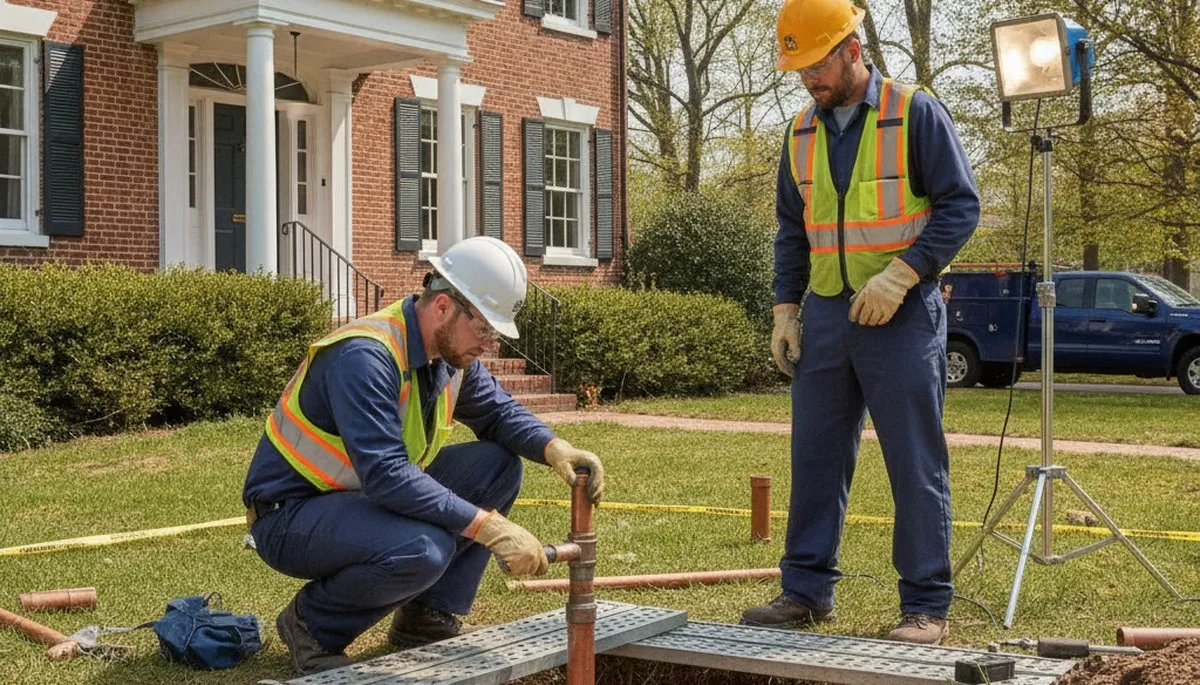 Plumber repairing pipe in Cherry Hill, NJ for fast plumbing repair service