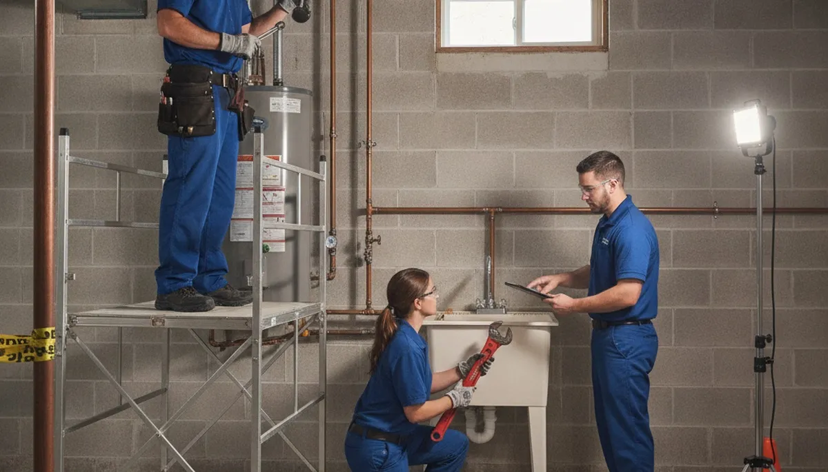 Plumber in Cherry Hill, NJ repairing a plumbing leak for a local home service call