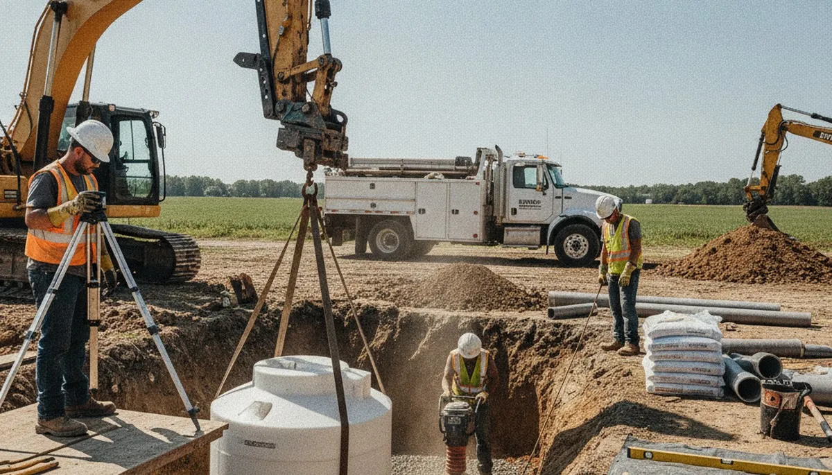 Cherry Hill, NJ plumber installing a septic tank for residential plumbing service